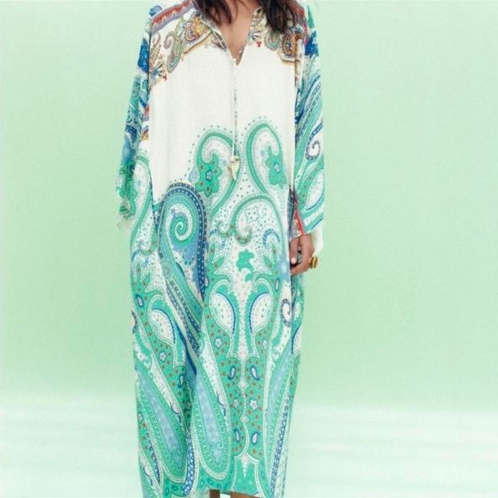 Colorful zara Paisley Kaftan Dress
